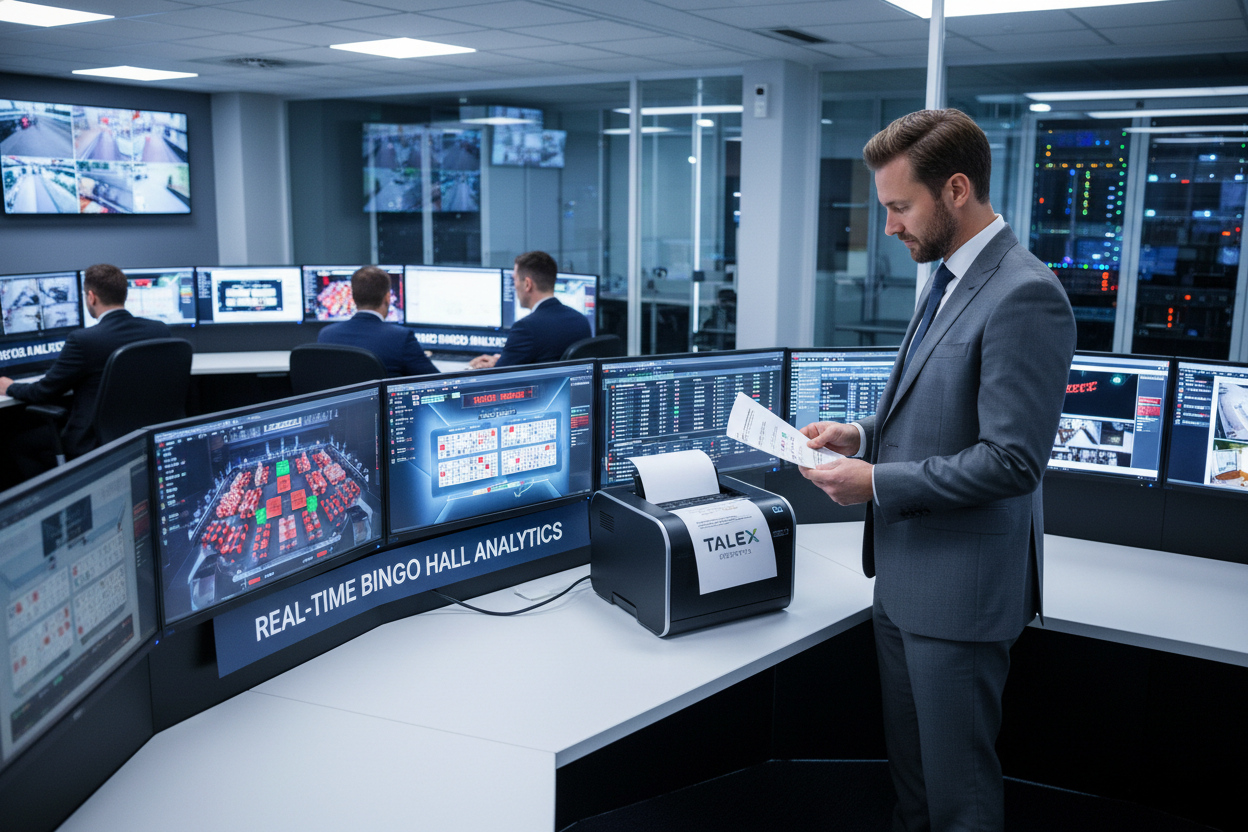 Manager reviewing Talex real-time reports