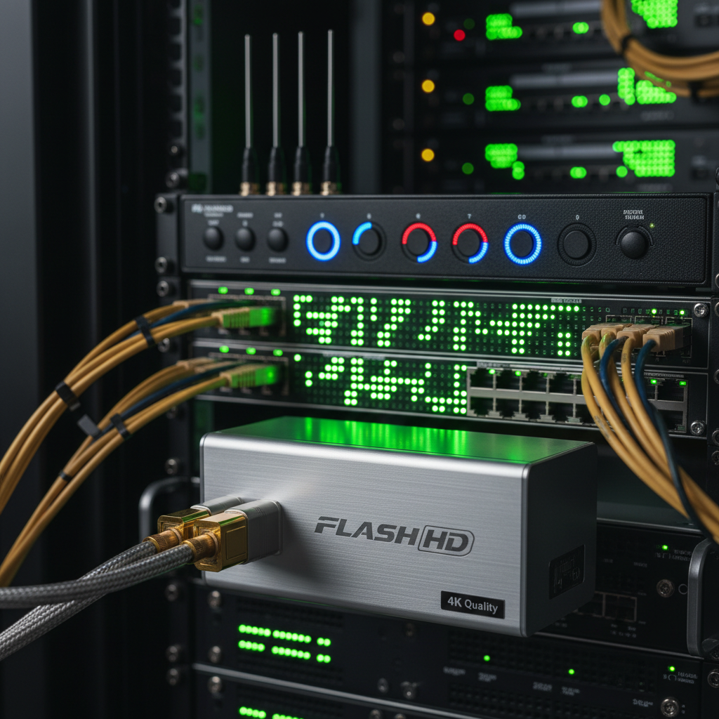 Flash HD expansion module connected to central system with green network lights