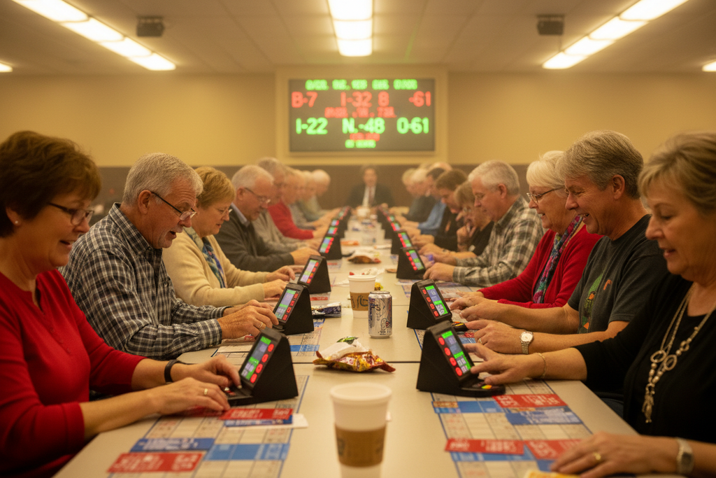 Players using Super 8 handsets during active bingo