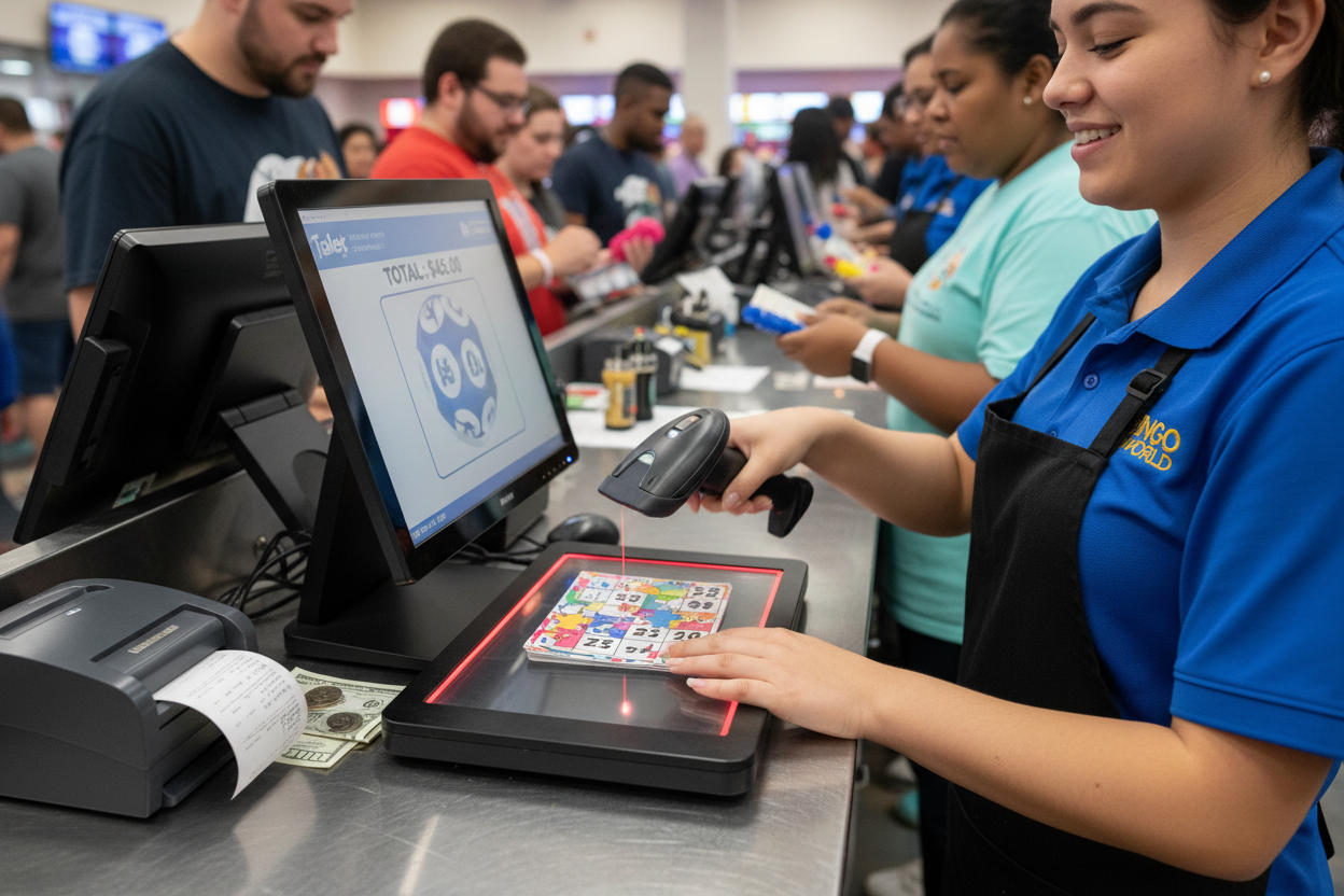 Cashier scanning packs with Talex POS