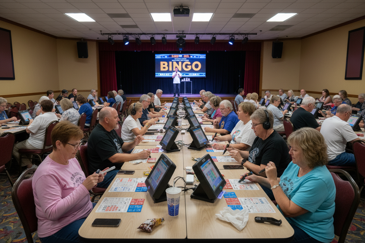 Flash HD units with players at bingo tables