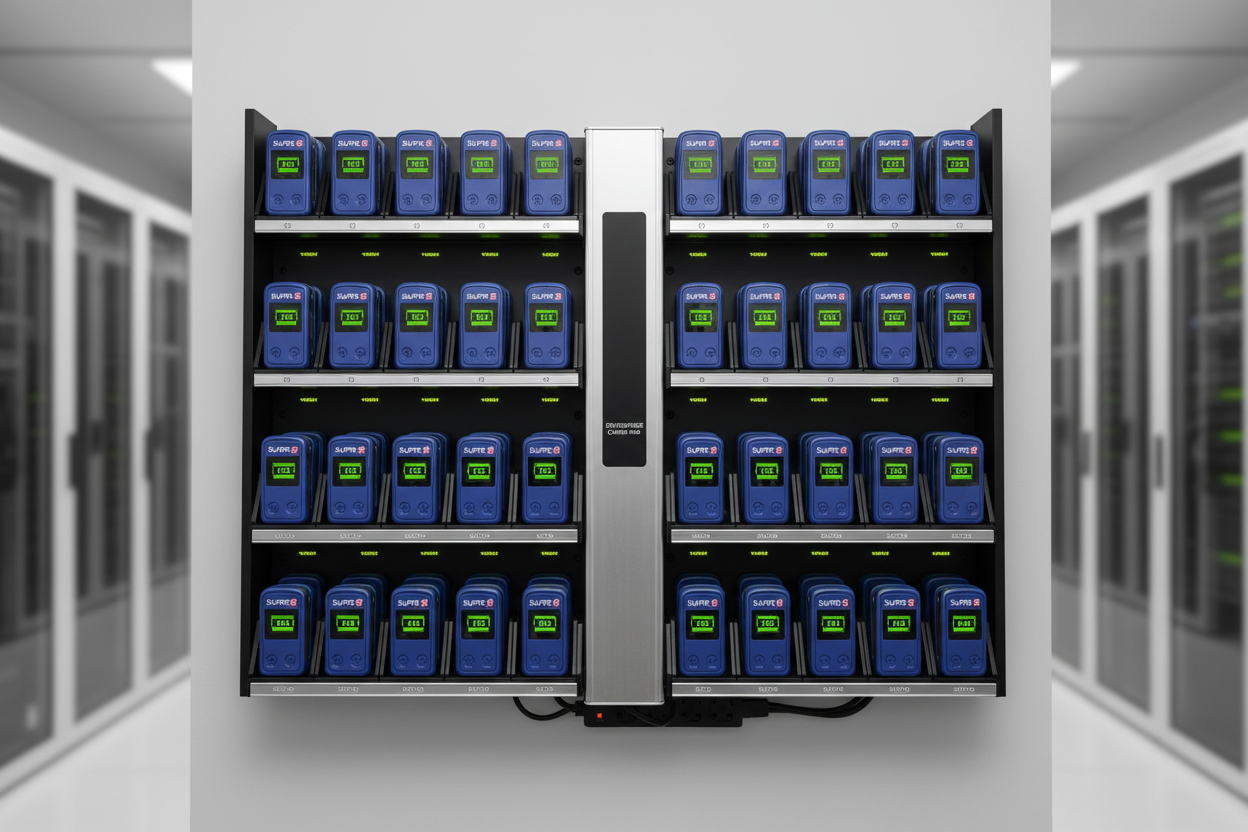 25 Super 8 handsets on master charging rack