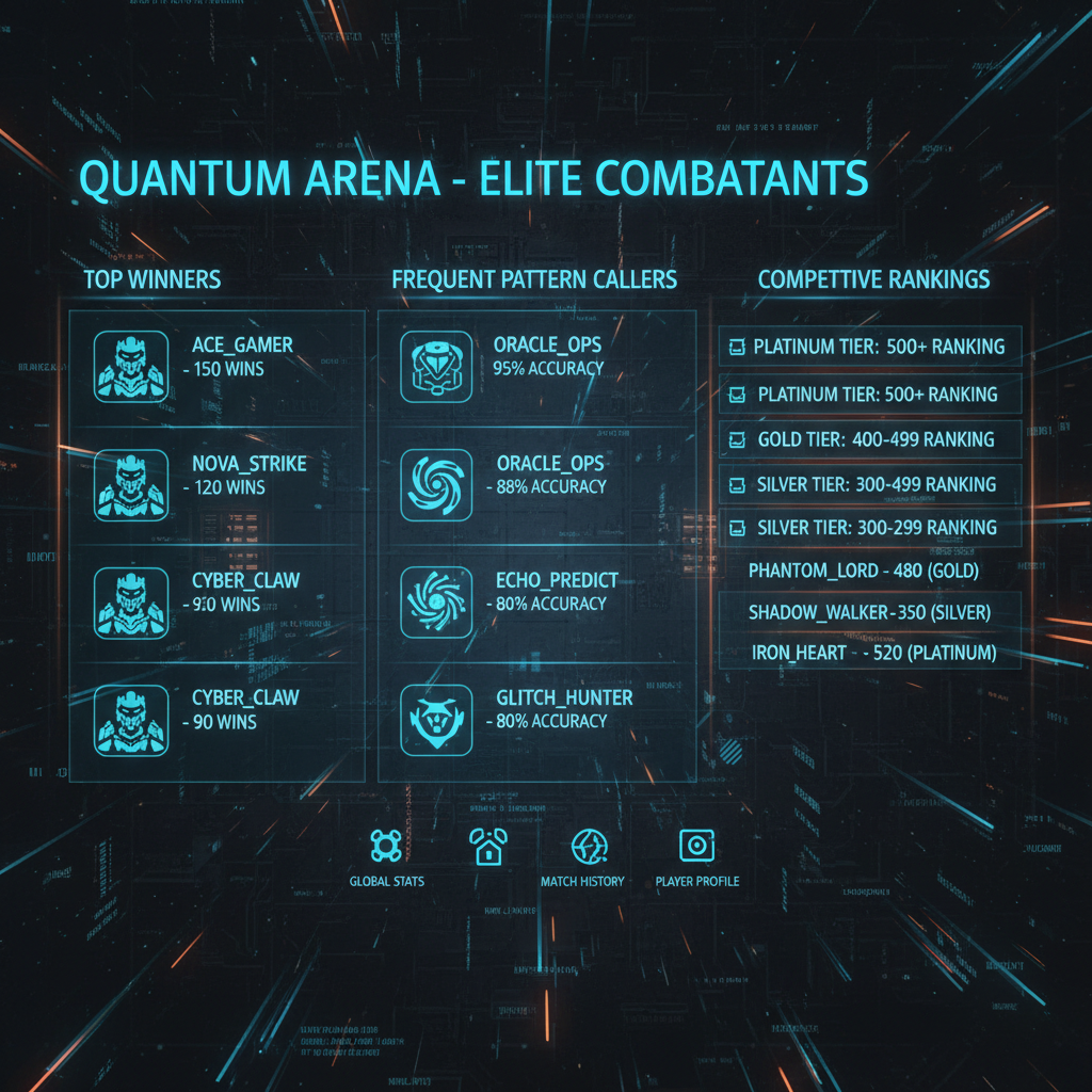 Player stats leaderboard highlighting top winners and frequent pattern callers