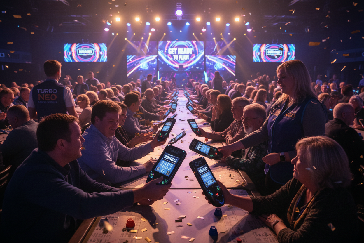Turbo Neo units being distributed in bingo hall